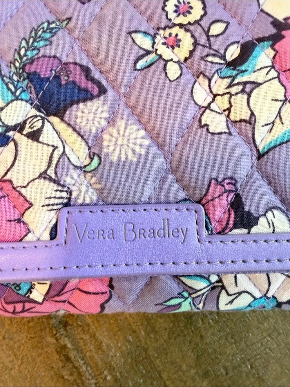 Vera Bradley Purple Floral Quilted Wristlet Wallet